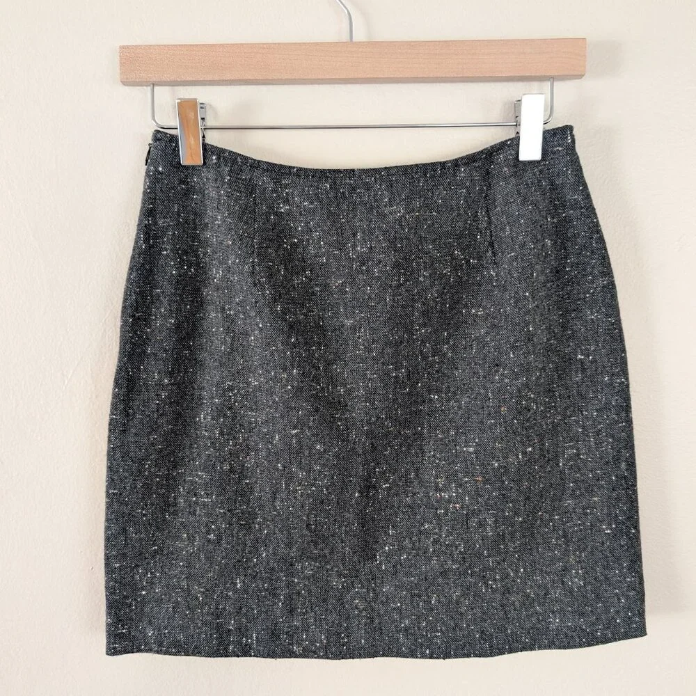Vintage Express Gray Tweed Mini Skirt Y2K Preppy Academia Wool CluelessSz 3/4 XS